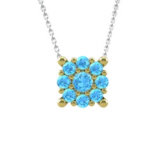 Akuamarin 18 ayar altın kolye (40 cm beyaz altın rolo zincir)