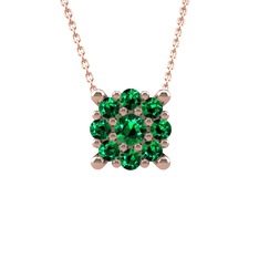 Yalancı Tektaş Kolye - Yeşil kuvars 925 ayar rose altın kaplama gümüş kolye (40 cm gümüş rolo zincir) #1gvn5er