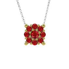 Yalancı Tektaş Kolye - Garnet 925 ayar altın kaplama gümüş kolye (40 cm beyaz altın rolo zincir) #1hatoiw