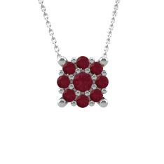 Yalancı Tektaş Kolye - Kök yakut 8 ayar beyaz altın kolye (40 cm gümüş rolo zincir) #1hc7io4