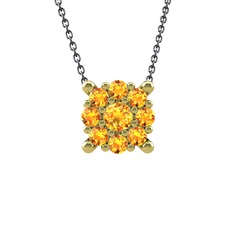 Yalancı Tektaş Kolye - Sitrin 18 ayar altın kolye (40 cm gümüş rolo zincir) #1jixbv2