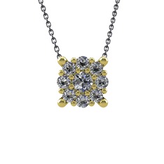 Yalancı Tektaş Kolye - Pırlanta 8 ayar altın kolye (0.99 karat, 40 cm gümüş rolo zincir) #1jzb8pr