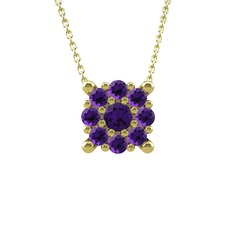 Ametist 925 ayar altın kaplama gümüş kolye (40 cm altın rolo zincir)