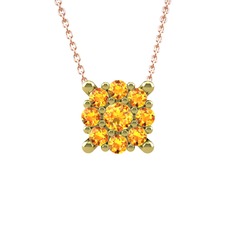 Sitrin 18 ayar altın kolye (40 cm rose altın rolo zincir)