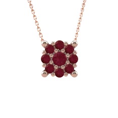 Yalancı Tektaş Kolye - Kök yakut 14 ayar rose altın kolye (40 cm rose altın rolo zincir) #1n9oiwf
