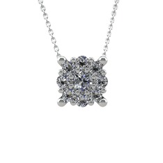 Yalancı Tektaş Kolye - Swarovski 18 ayar beyaz altın kolye (40 cm beyaz altın rolo zincir) #1orlvs