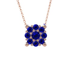 Yalancı Tektaş Kolye - Lab safir 14 ayar rose altın kolye (40 cm rose altın rolo zincir) #1p26hf5