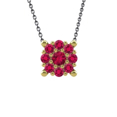 Yalancı Tektaş Kolye - Rodolit garnet 18 ayar altın kolye (40 cm gümüş rolo zincir) #1p6a2kb
