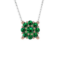 Yalancı Tektaş Kolye - Yeşil kuvars 8 ayar rose altın kolye (40 cm gümüş rolo zincir) #1pev0zd