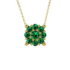 Yalancı Tektaş Kolye - Yeşil kuvars 925 ayar altın kaplama gümüş kolye (40 cm gümüş rolo zincir) #1ptdsbk