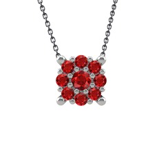 Garnet 18 ayar beyaz altın kolye (40 cm gümüş rolo zincir)