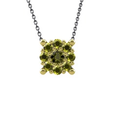 Yalancı Tektaş Kolye - Peridot 14 ayar altın kolye (40 cm gümüş rolo zincir) #1s8d77m