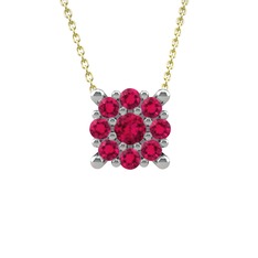 Yalancı Tektaş Kolye - Rodolit garnet 925 ayar gümüş kolye (40 cm altın rolo zincir) #1x8i23h