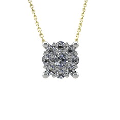 Swarovski 18 ayar beyaz altın kolye (40 cm gümüş rolo zincir)