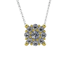 Yalancı Tektaş Kolye - Swarovski 14 ayar altın kolye (40 cm beyaz altın rolo zincir) #2hejhb