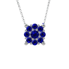 Yalancı Tektaş Kolye - Lab safir 925 ayar gümüş kolye (40 cm beyaz altın rolo zincir) #3lip1o