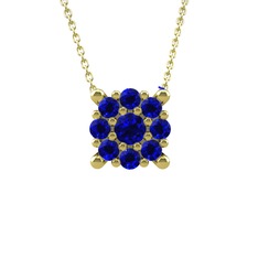 Yalancı Tektaş Kolye - Lab safir 925 ayar altın kaplama gümüş kolye (40 cm altın rolo zincir) #4bx28p