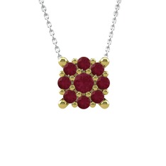 Kök yakut 18 ayar altın kolye (40 cm beyaz altın rolo zincir)