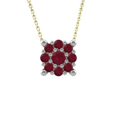 Yalancı Tektaş Kolye - Kök yakut 18 ayar beyaz altın kolye (40 cm altın rolo zincir) #8oy7st