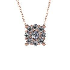 Yalancı Tektaş Kolye - Swarovski 14 ayar rose altın kolye (40 cm rose altın rolo zincir) #9ws4yj