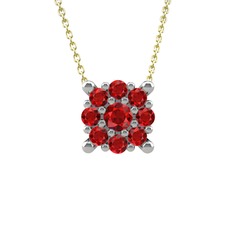 Garnet 925 ayar gümüş kolye (40 cm altın rolo zincir)
