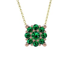 Yeşil kuvars 14 ayar rose altın kolye (40 cm altın rolo zincir)