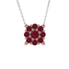 Kök yakut 925 ayar rose altın kaplama gümüş kolye (40 cm beyaz altın rolo zincir)