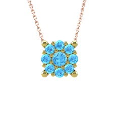 Yalancı Tektaş Kolye - Akuamarin 925 ayar altın kaplama gümüş kolye (40 cm gümüş rolo zincir) #jdafwz