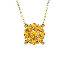 Yalancı Tektaş Kolye - Sitrin 8 ayar altın kolye (40 cm altın rolo zincir) #knv5dl