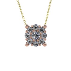 Yalancı Tektaş Kolye - Swarovski 14 ayar rose altın kolye (40 cm altın rolo zincir) #n9gg7i