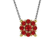 Yalancı Tektaş Kolye - Garnet 925 ayar altın kaplama gümüş kolye (40 cm gümüş rolo zincir) #opmf2q