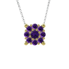 Yalancı Tektaş Kolye - Ametist 925 ayar altın kaplama gümüş kolye (40 cm beyaz altın rolo zincir) #pq7y8y