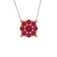 Yalancı Tektaş Kolye - Rodolit garnet 14 ayar altın kolye (40 cm gümüş rolo zincir) #t1du1