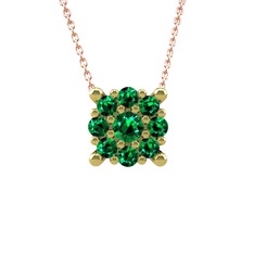 Yalancı Tektaş Kolye - Yeşil kuvars 8 ayar altın kolye (40 cm rose altın rolo zincir) #tykvwa