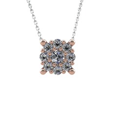 Yalancı Tektaş Kolye - Swarovski 18 ayar rose altın kolye (40 cm beyaz altın rolo zincir) #vi6c8o