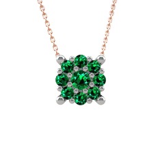 Yalancı Tektaş Kolye - Yeşil kuvars 18 ayar beyaz altın kolye (40 cm gümüş rolo zincir) #we7xnh