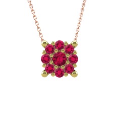 Rodolit garnet 14 ayar altın kolye (40 cm rose altın rolo zincir)