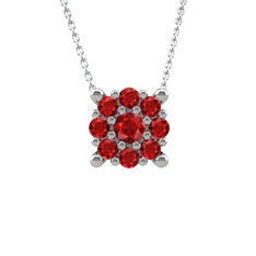 Yalancı Tektaş Kolye - Garnet 18 ayar beyaz altın kolye (40 cm beyaz altın rolo zincir) #ywtwva