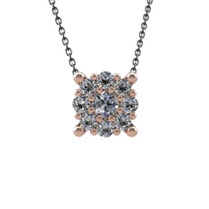 Yalancı Tektaş Kolye - Beyaz zirkon 925 ayar rose altın kaplama gümüş kolye (40 cm gümüş rolo zincir) #z80xag