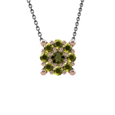 Yalancı Tektaş Kolye - Peridot 925 ayar rose altın kaplama gümüş kolye (40 cm gümüş rolo zincir) #zh5lua