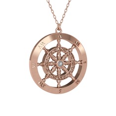 Vasco Dümen Kolye - Beyaz zirkon 18 ayar rose altın kolye (40 cm rose altın rolo zincir) #1g01c9e