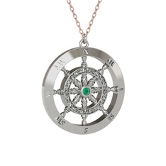 Vasco Dümen Kolye - Kök zümrüt 18 ayar beyaz altın kolye (40 cm gümüş rolo zincir) #1h265al