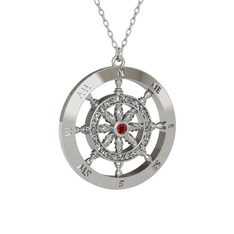 Garnet 18 ayar beyaz altın kolye (40 cm gümüş rolo zincir)