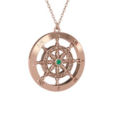 Vasco Dümen Kolye - Kök zümrüt 18 ayar rose altın kolye (40 cm gümüş rolo zincir) #1l2imnw