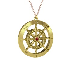 Garnet 18 ayar altın kolye (40 cm rose altın rolo zincir)
