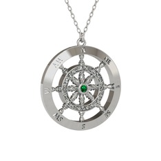 Vasco Dümen Kolye - Yeşil kuvars 14 ayar beyaz altın kolye (40 cm beyaz altın rolo zincir) #1n3gzu1