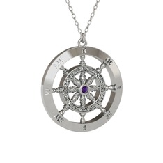 Vasco Dümen Kolye - Ametist 14 ayar beyaz altın kolye (40 cm beyaz altın rolo zincir) #1o5pkkh