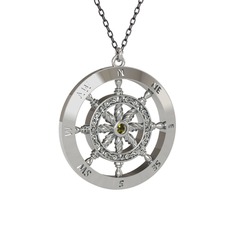 Peridot 925 ayar gümüş kolye (40 cm gümüş rolo zincir)