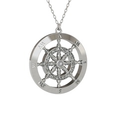 Vasco Dümen Kolye - Swarovski 14 ayar beyaz altın kolye (40 cm beyaz altın rolo zincir) #1q8k42l