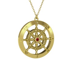 Garnet 925 ayar altın kaplama gümüş kolye (40 cm altın rolo zincir)